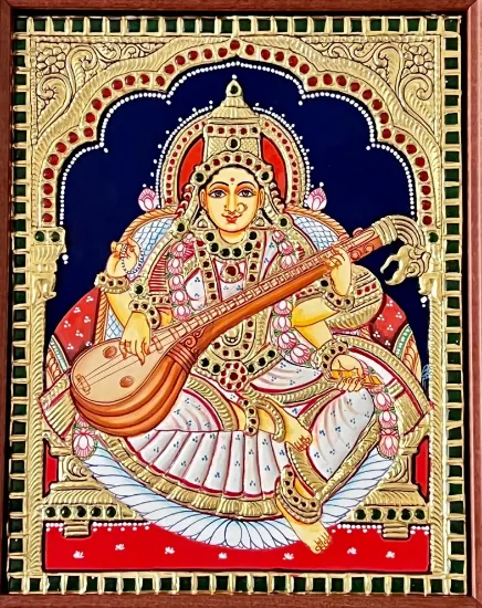 Picture of Saraswathi Tanjore painting